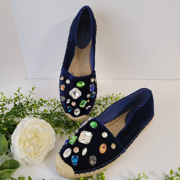 Baldi London Clementina  Navy Blue Velvet Jewel Espadrilles women's size… - Picture 2 of 10